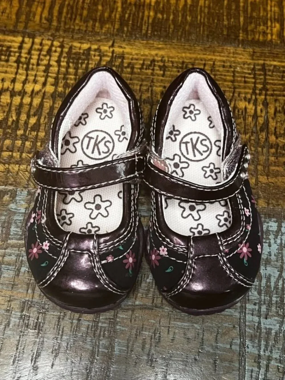 3 Pairs of Baby Girls Brown Floral Size 2 Shoes Booties